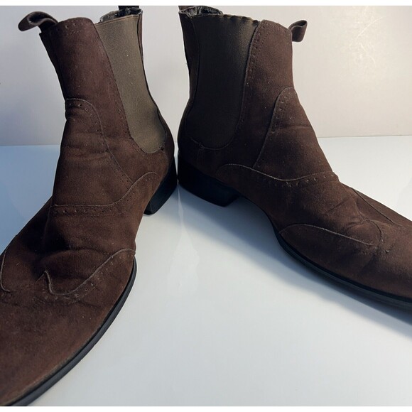 Size 8 Western Ankle Boots Mens Brown Soft Leather Banana Blues Cowboy EUC - Picture 5 of 11